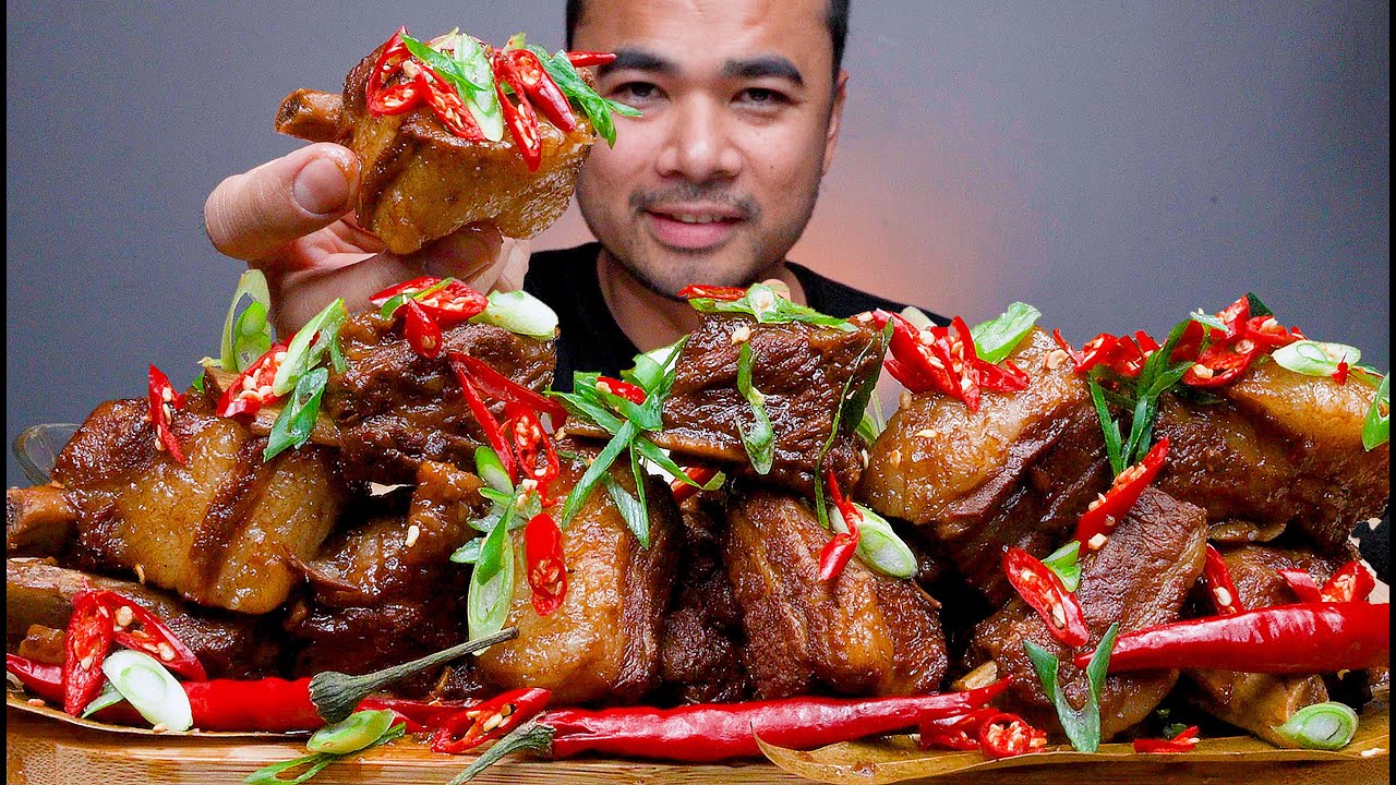 BRAISED PORK RIBS COOKED IN SPRITE | ADOBONG BABOY SA SPRITE | MUKBANG ASMR | ALFIE EATS