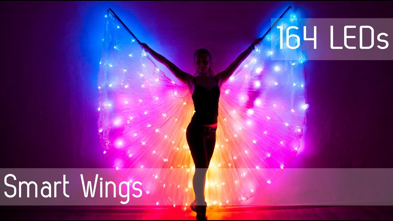 SMART LED light up rainbow Bellydance wings 164 LEDs _B10