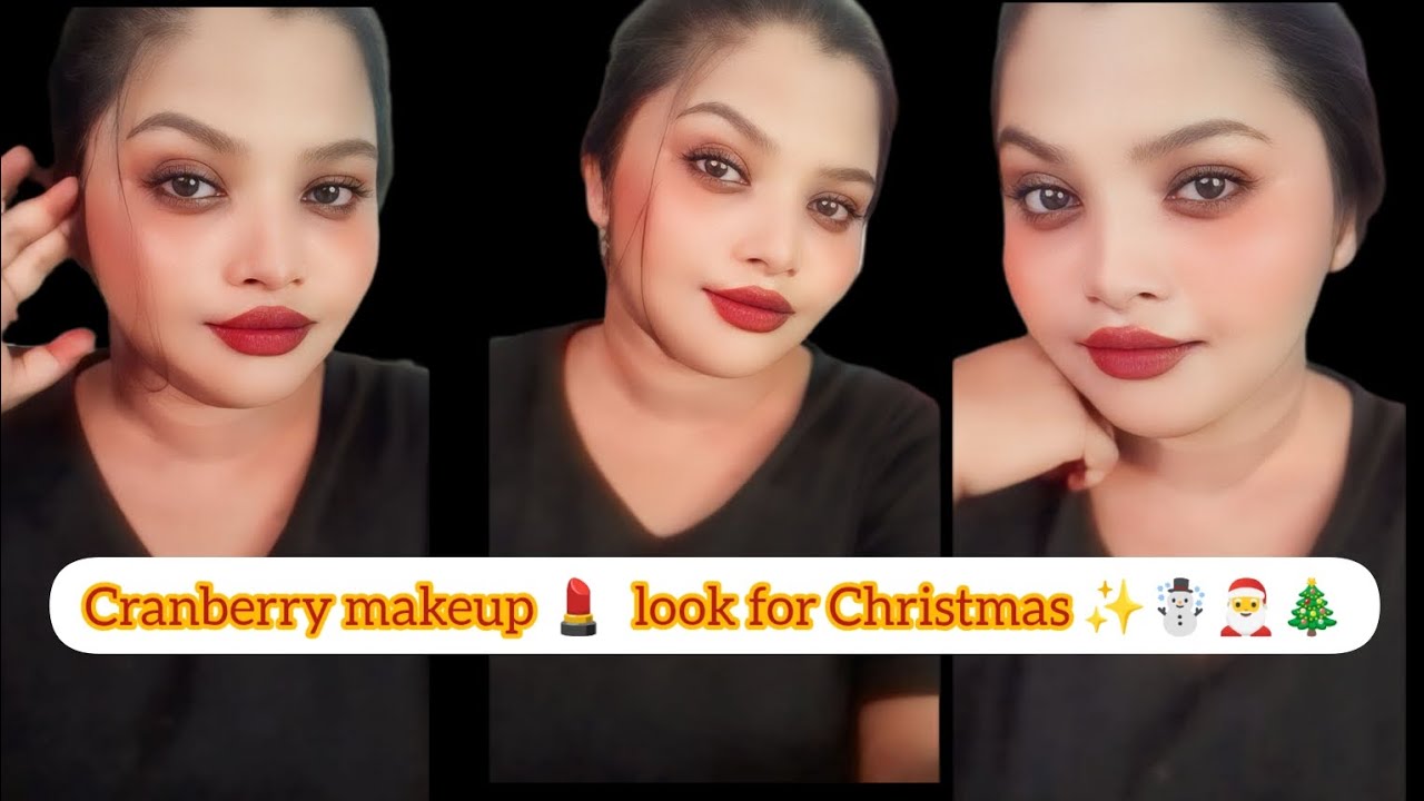 cranberry makeup 💄 look for Christmas ✨🎁🎅#like #cranberrymakeup #makeup #makeuptutorial#simplemakeup