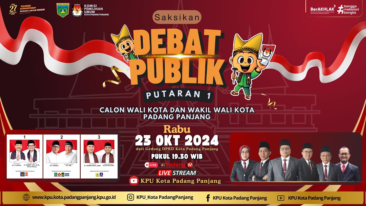 [ LIVE ] : Debat Publik Putaran I Calon Walikota dan Wakil Walikota Padang Panjang