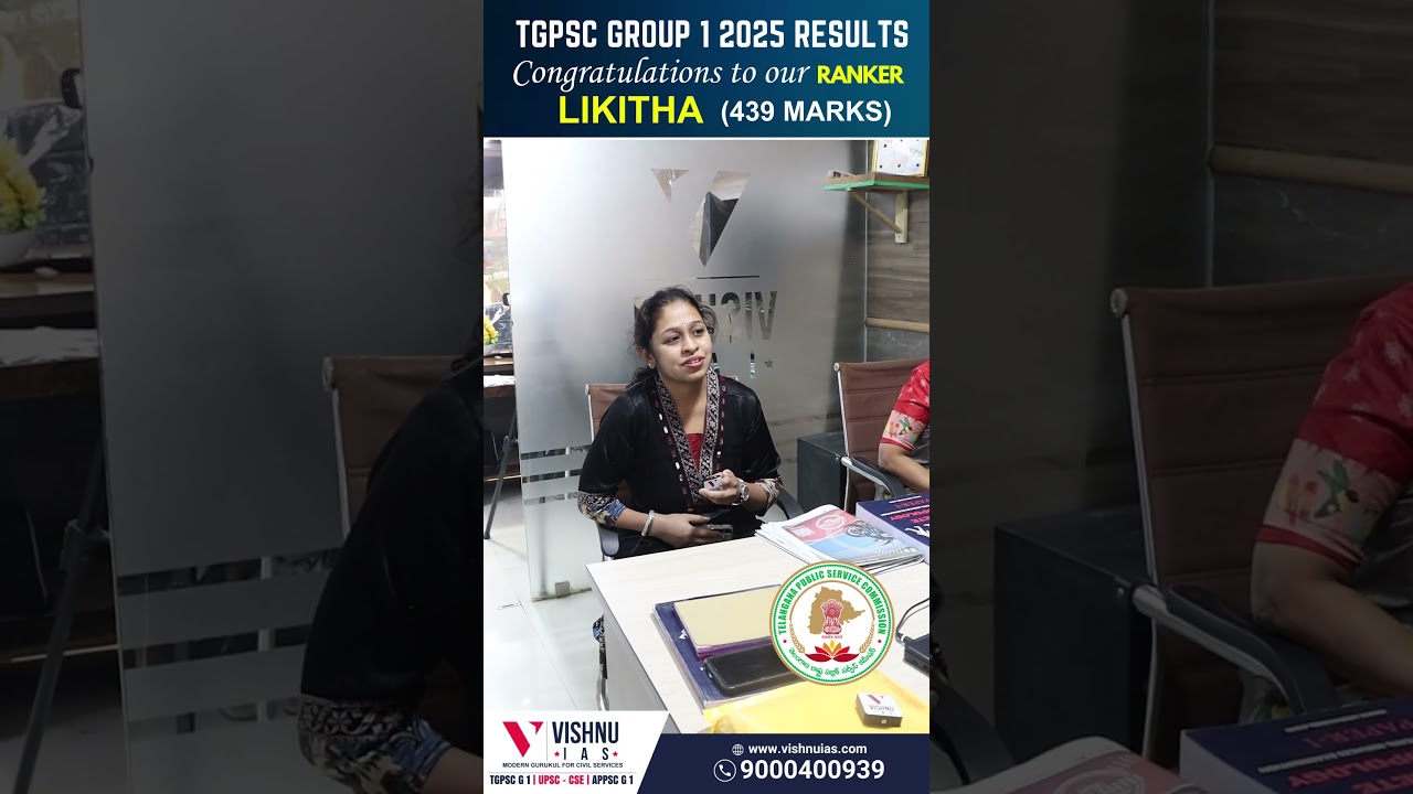 TGPSC Group 1 2025 Results Congratulations to Our Ranker Likitha, 439 Marks | Vishnu IAS Academy