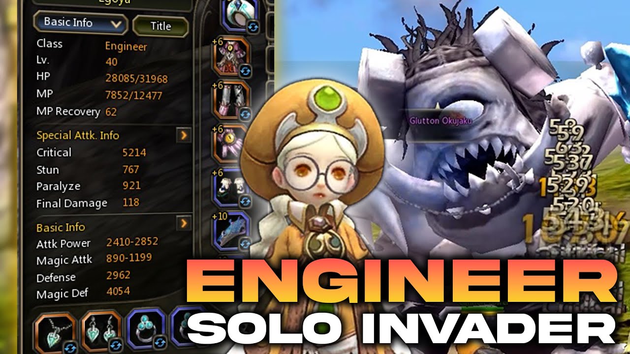 WEAPON RARE ACADEMIC ENGINEER SOLO VS INVADER OKUJAKU - DRAGON NEST CLASSIC #dragonnestclassic
