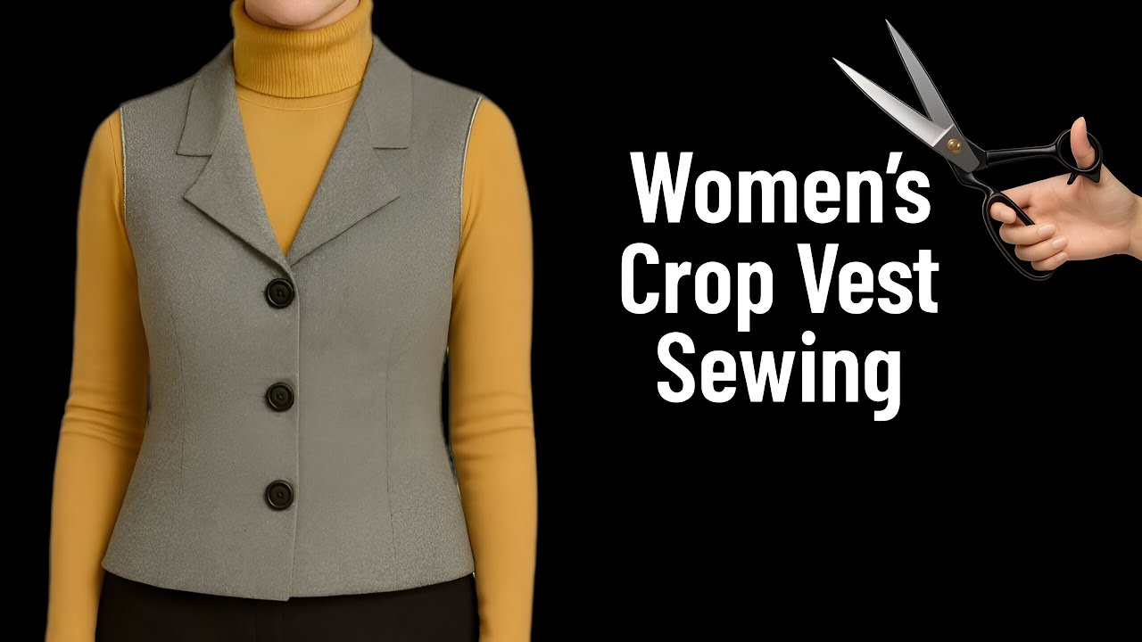 Simple & Easy Method to Sew an English-Collar Crop Vest✂️ — Perfect for Beginners✅️