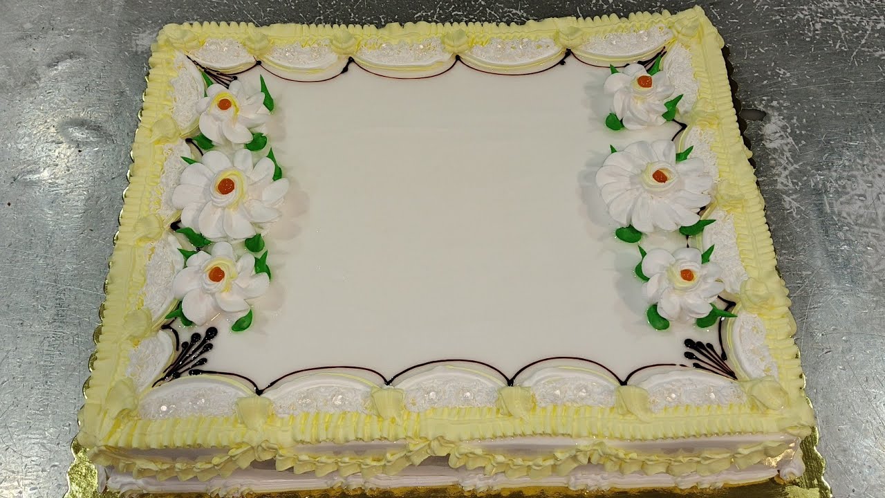 How to Frost a Sheet whipping cream vanilla Cake white sunflower flowers  decorating ideas | 253