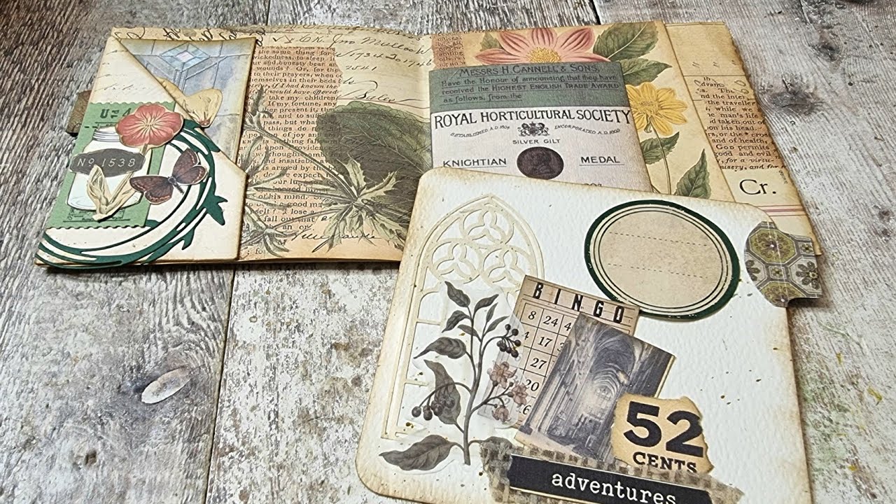JUNK JOURNAL CRAFT WITH ME - LUNCH BAG DOUBLE POCKET -  VINTAGE BOTANICAL