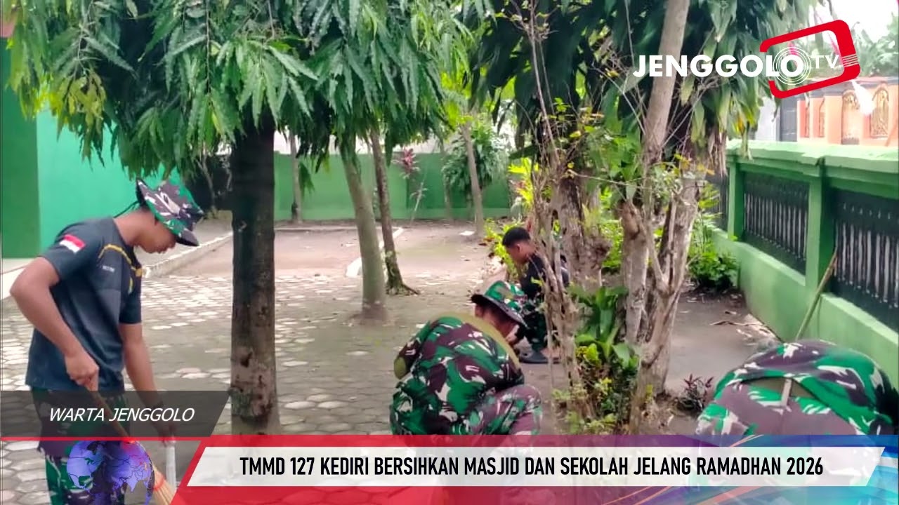 TMMD 127 KEDIRI BERSIHKAN MASJID DAN SEKOLAH JELANG RAMADHAN 2026
