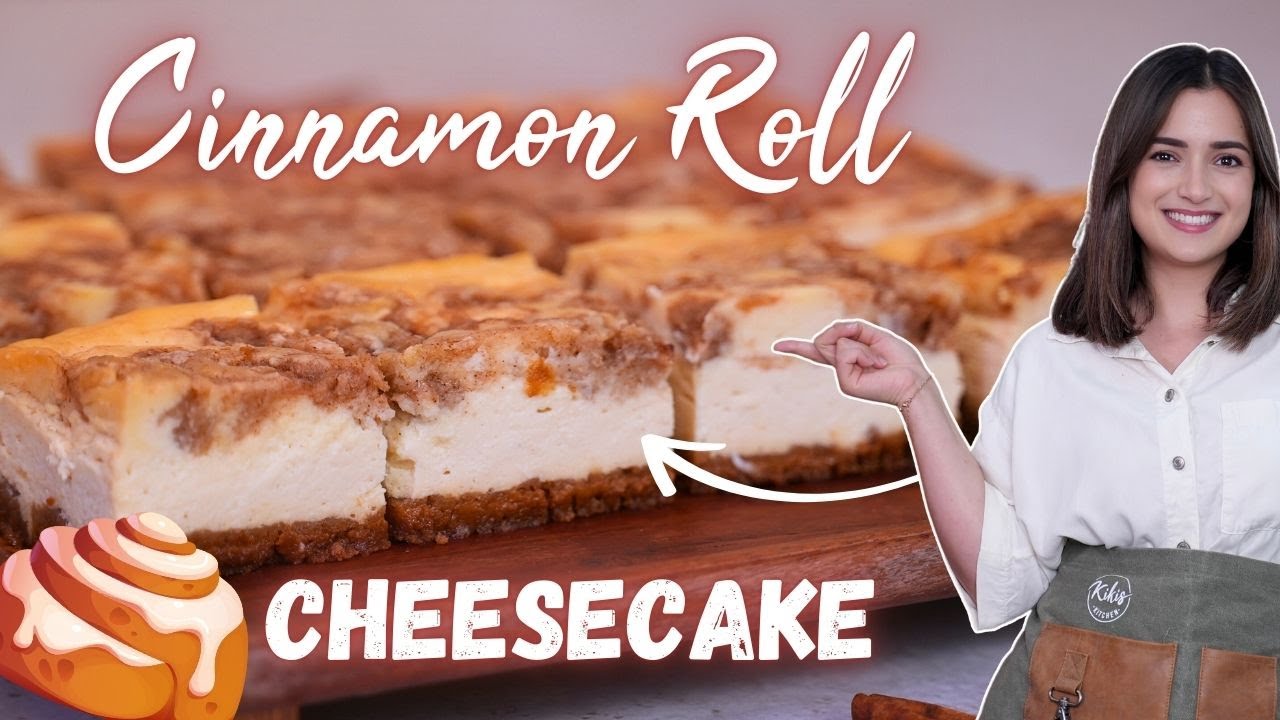Saftiger Zimtschnecken-Cheesecake vom Blech I Cinnamonroll-Cheesecake Schnitten 😋