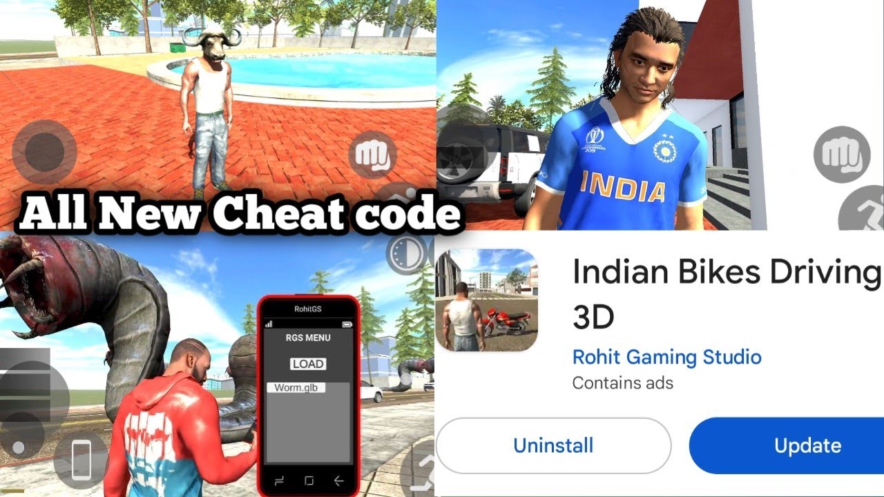 Indian bike driving 3d new update all new cheat code + ms dhoni Character + new Tractor Cheat code 