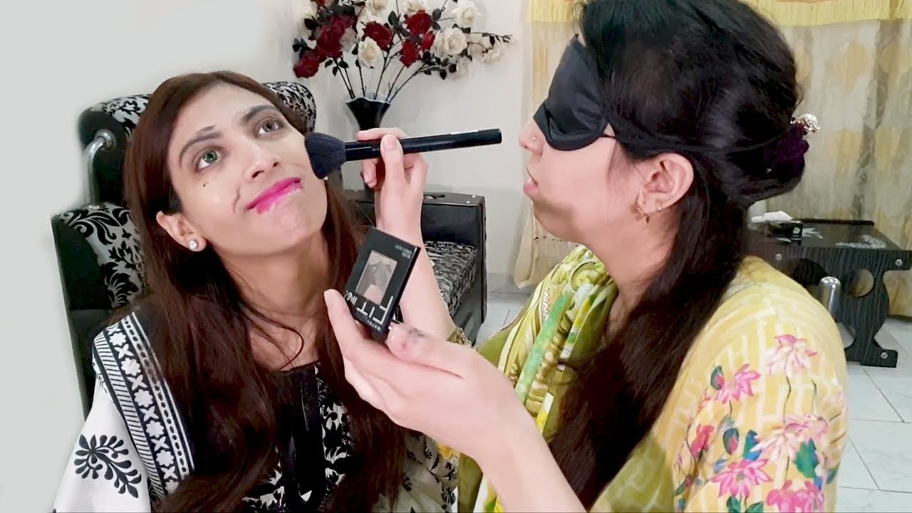 Blindfold Makeup Challenge Bhabhi vs Nand | Life With Amna