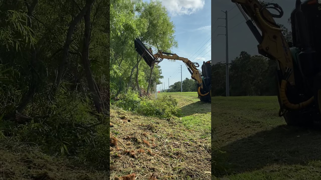 Clearing right of way with boom mower