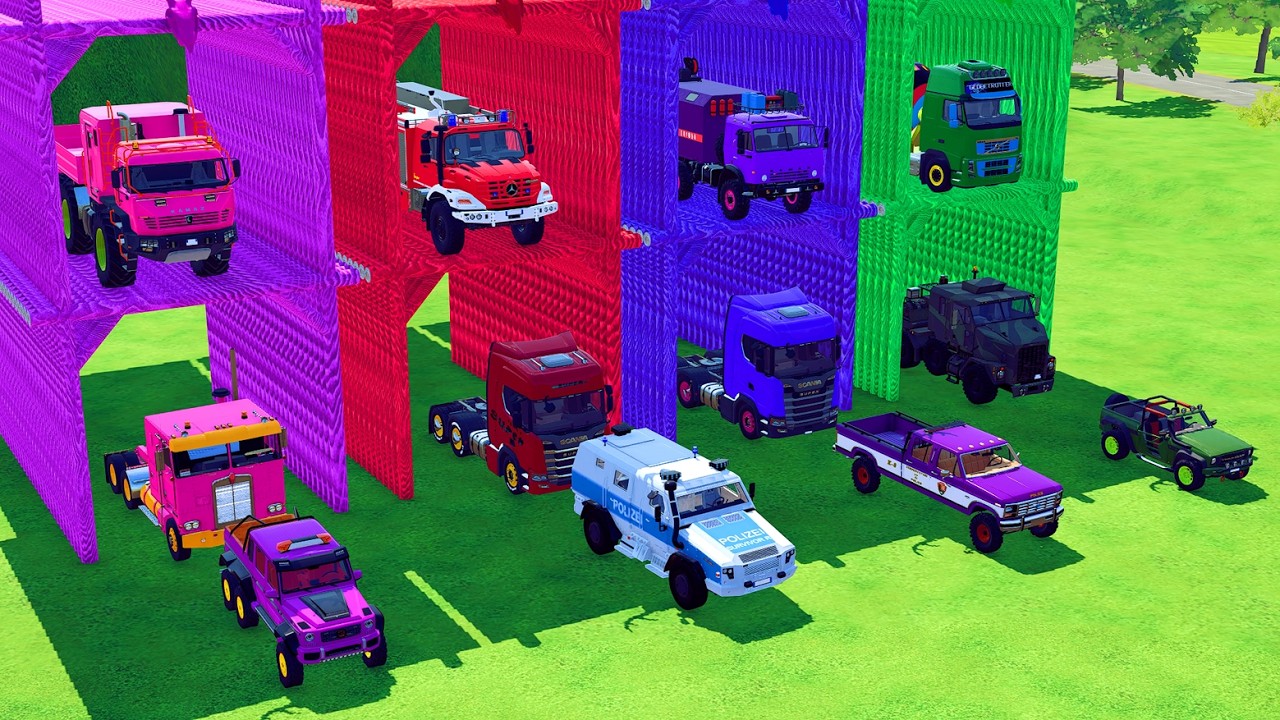 TRANSPORTING FIRE ENGINE, POLICE VEHICLES, AMBULANCE, GARBAGE TRUCK TO GARAGE - FS22