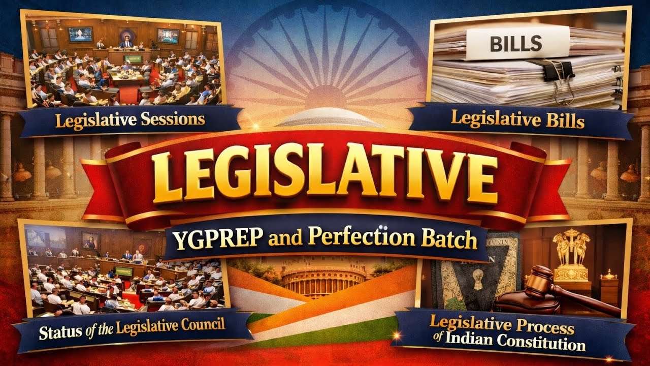 Indian Constitution Legislative Process|Legislative Sessions|Bills|Legislative Council| YGPREP 