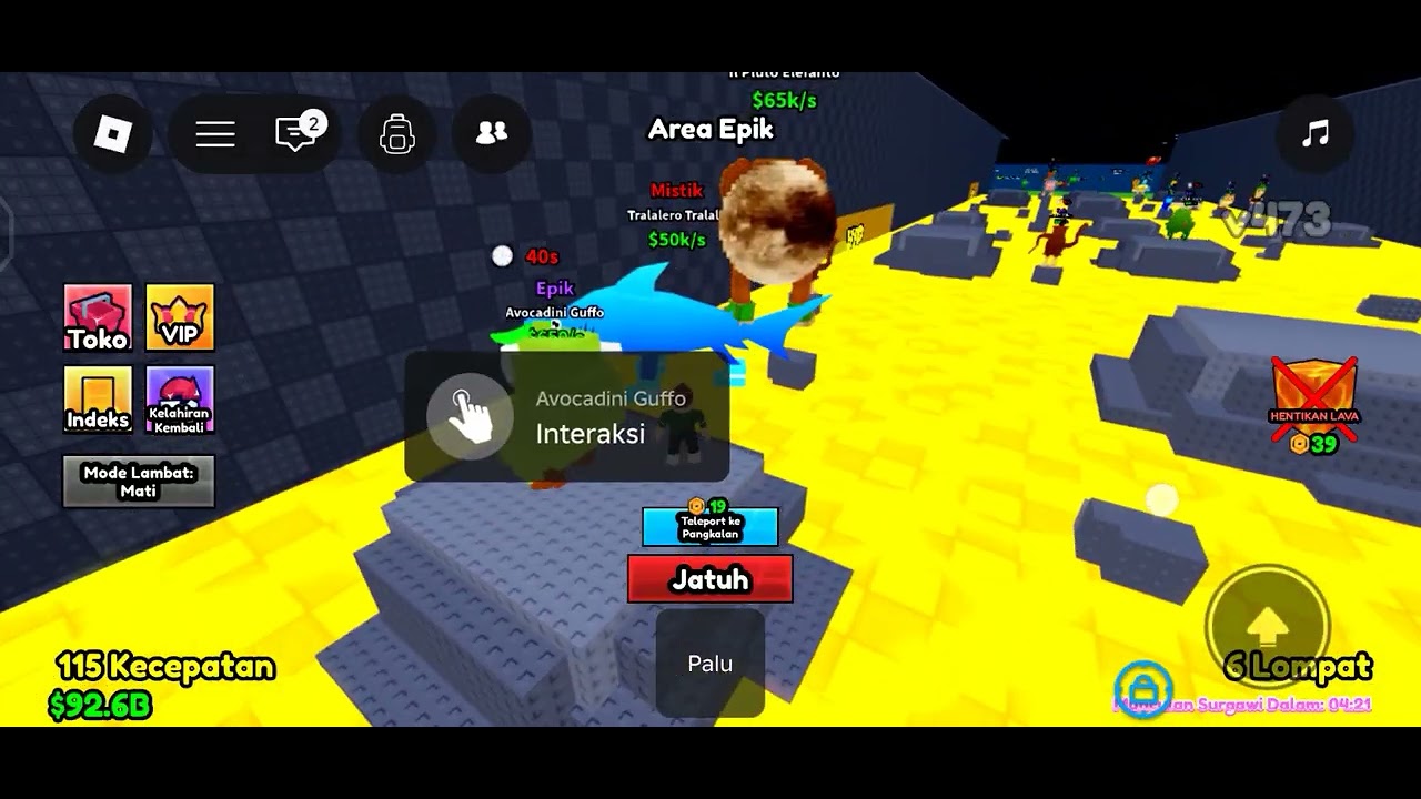 Bermain game selamatkan brainrot dari lava