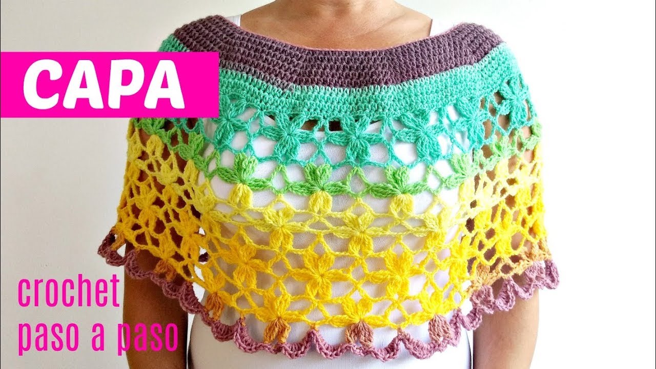 TEJE CAPA CROCHET CON FLORES - FACIL Y RAPIDO