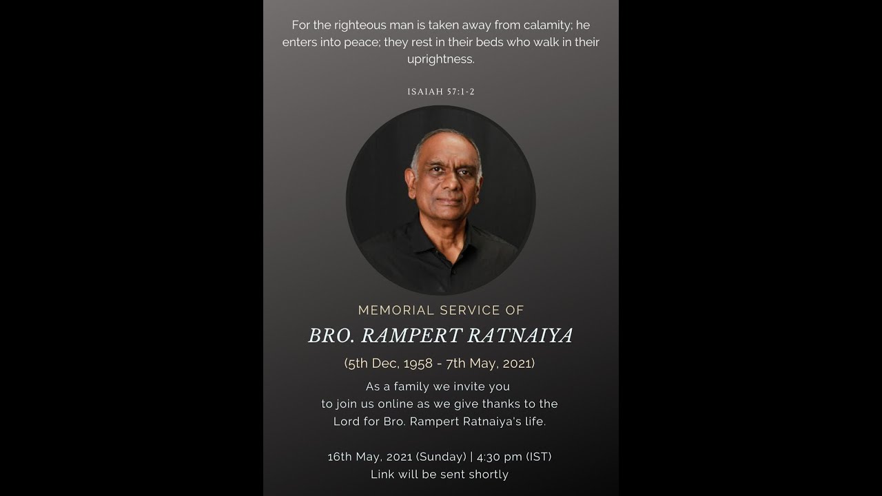 Mr. Rampert Ratnaiya's memorial service - Blessed are those who die in the Lord