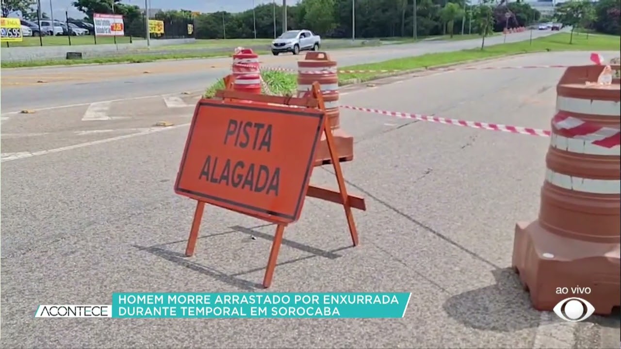 Homem morre após ser arrastado por enxurrada durante temporal em Sorocaba