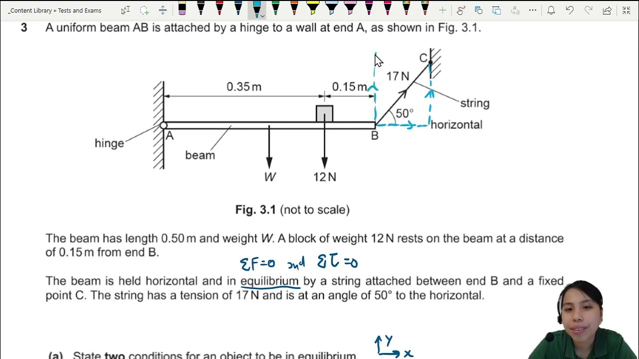 FM23 P22 Q3 Beam Torque & Equilibrium | Feb/March 2023 | Cambridge A Level 9702 Physics