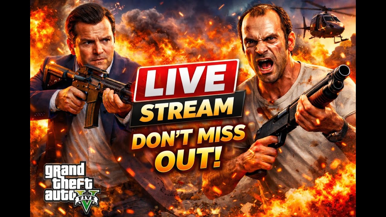 Explosive GTA 5 Action LIVE Don’t miss the thrill with Michael and Trevor #GTA5 #LiveStream #Michael