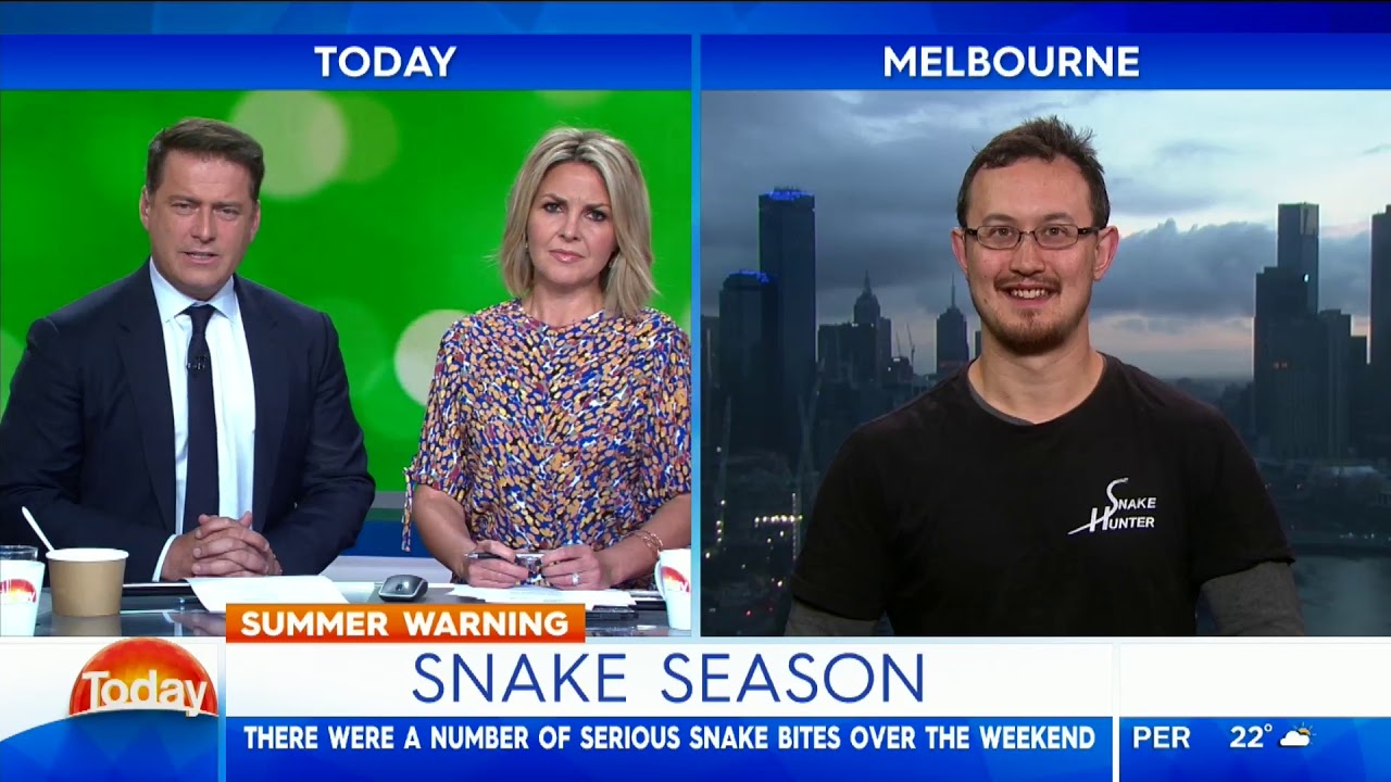 Snake Season - Snake Bites in Melbourne (Australia). Mark Pelley The Snake Hunter on the Today Show
