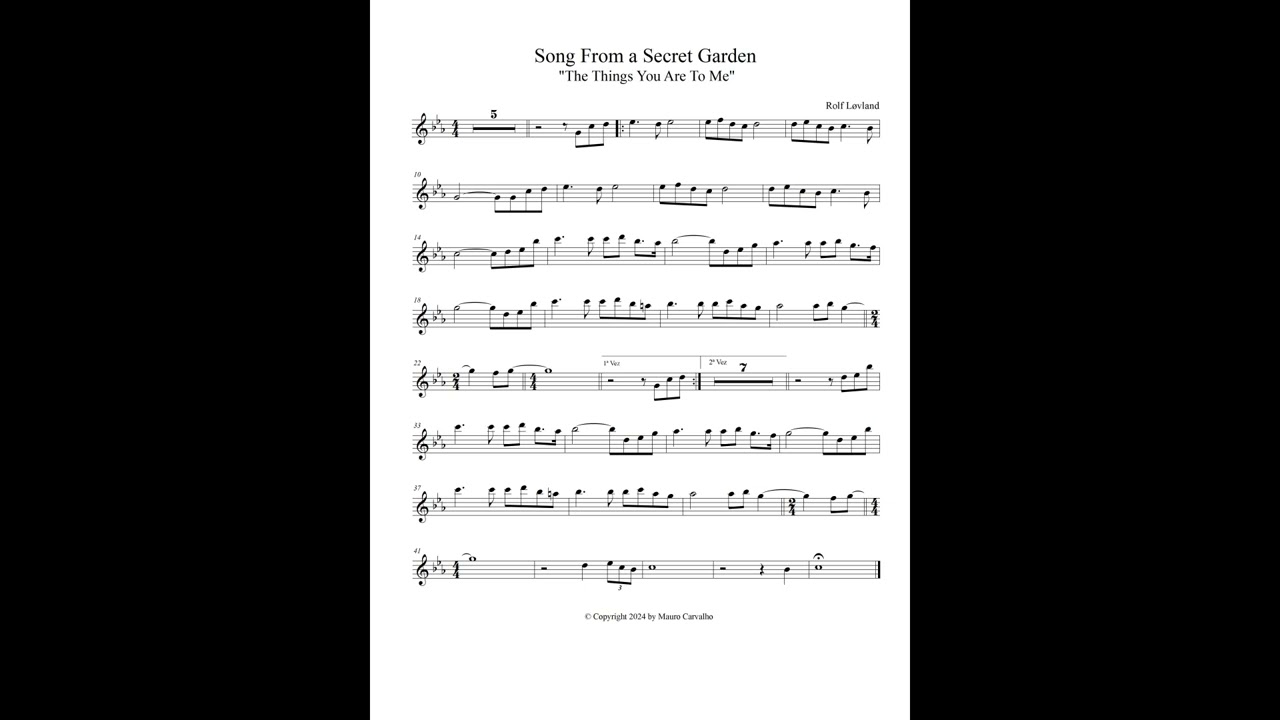 Song From a Secret Garden -  Rolf Løvland (Backing Track & Sheet Music)