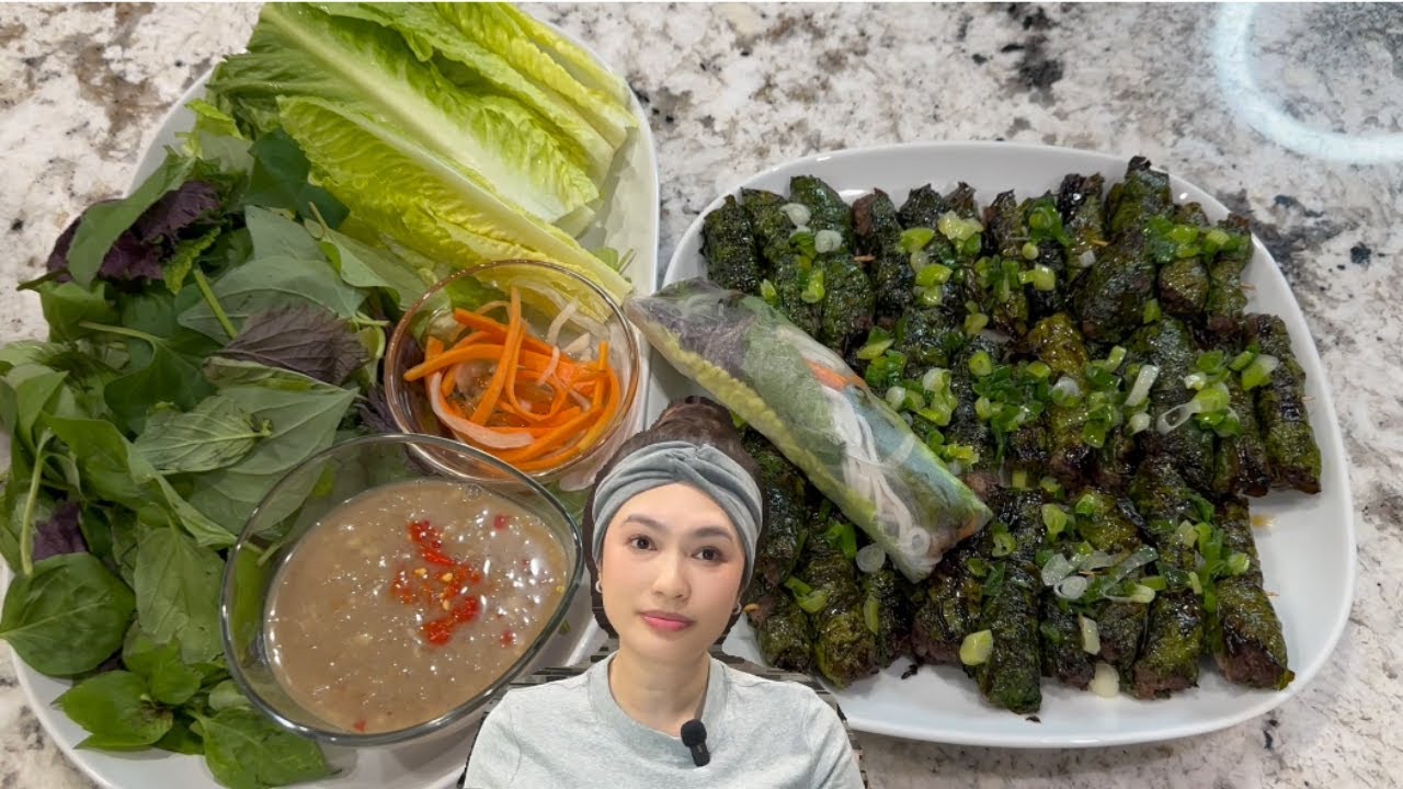 Bò lá lốt cuốn bánh tráng
