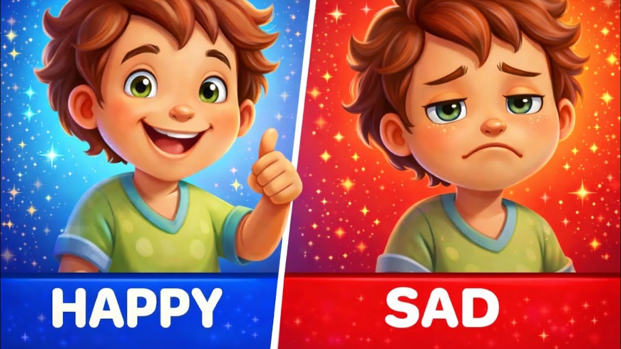 Слова и их антонимы для детей 👦😊😢 | Счастливый и грустный | Изучаем антонимы | Little Stars TV