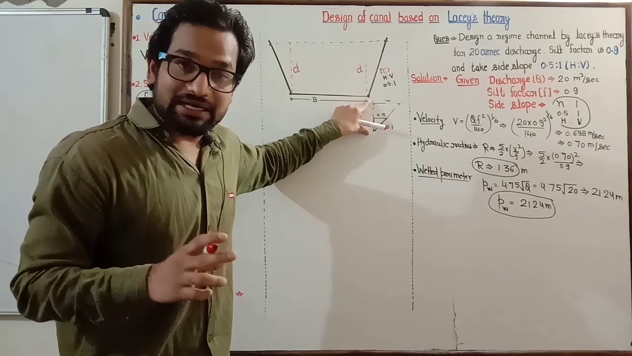 Part 15 ! Canal design by Lacey's theory ! Canal design lecture ! Irrigation lecture ! Lacey theory