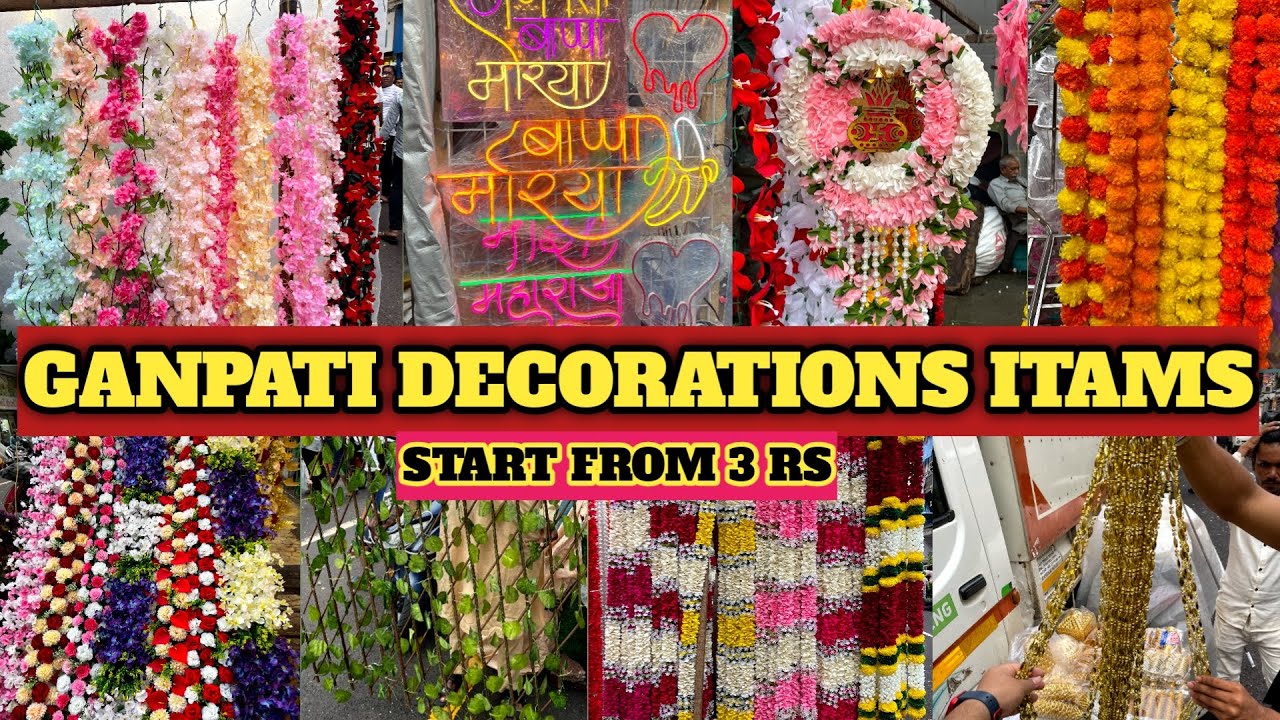 ३ रू पासून 😍 Ganpati decoration itams | Crawford market Ganpati decoration itams  | #crawfordmarket