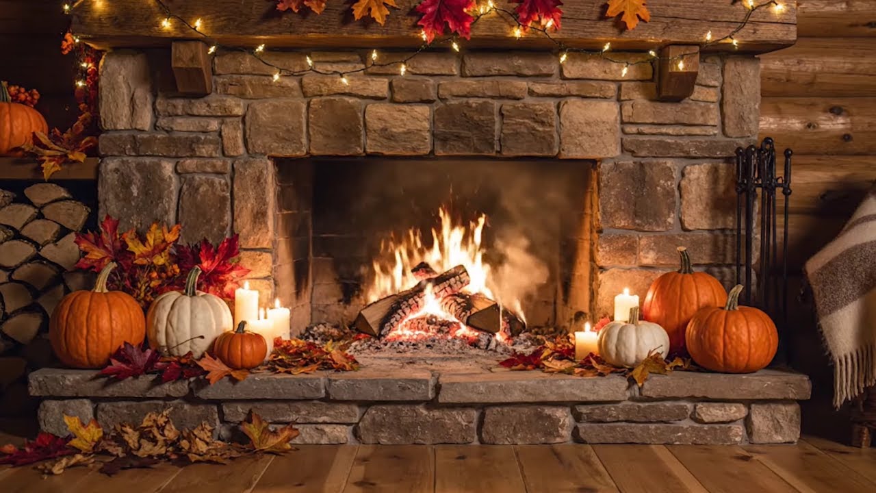 December Autumn Fireplace - Relaxing Jazz Piano and Fireplace Ambience for Focus, Reading & Calm