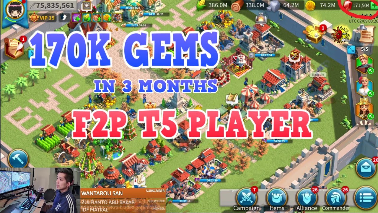 RoK - 170k Gems In 3 Months for F2P T5 Player! Plus 76 Esmeralda's House Spins!