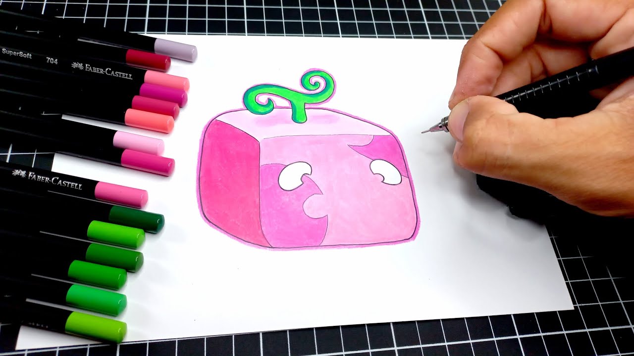 como DESENHAR a FRUTA BORRACHA de BLOX FRUITS - HOW TO DRAW RUBBER blox fruits