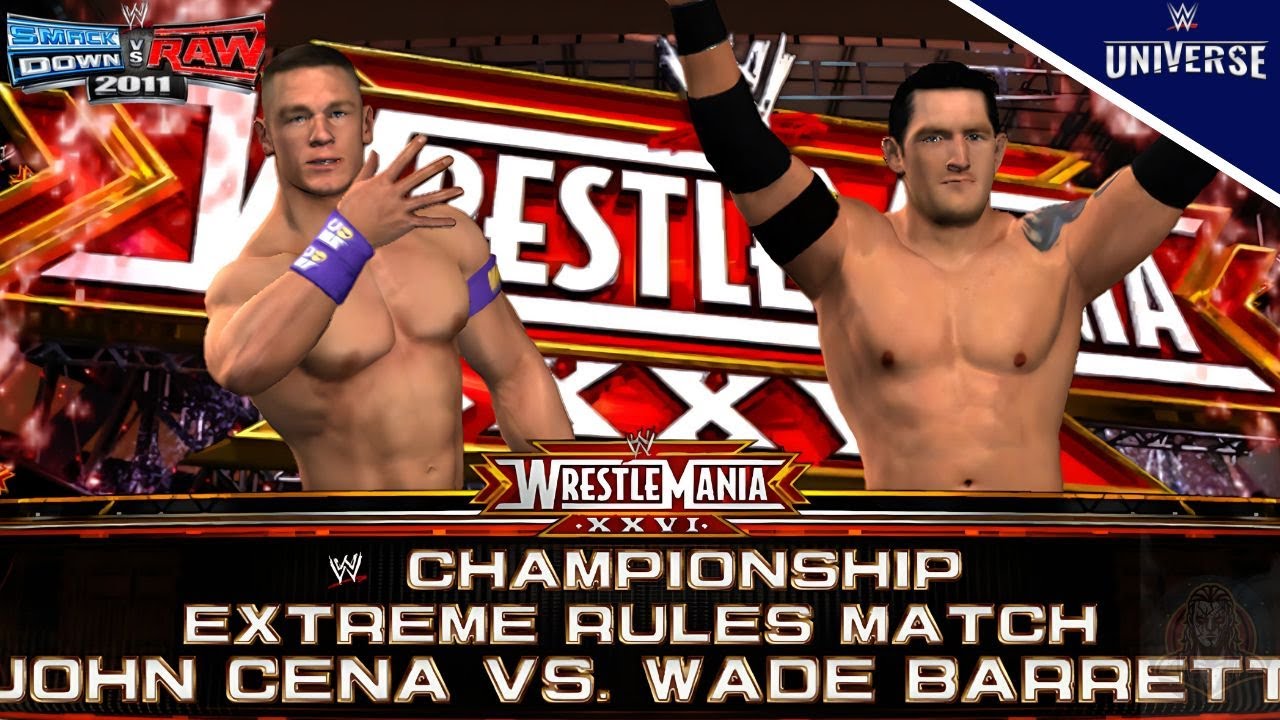 EXTREME RULES John Cena vs Wade Barrett - WWE Championship - WWE Smackdown vs Raw 2011 - JKuzap