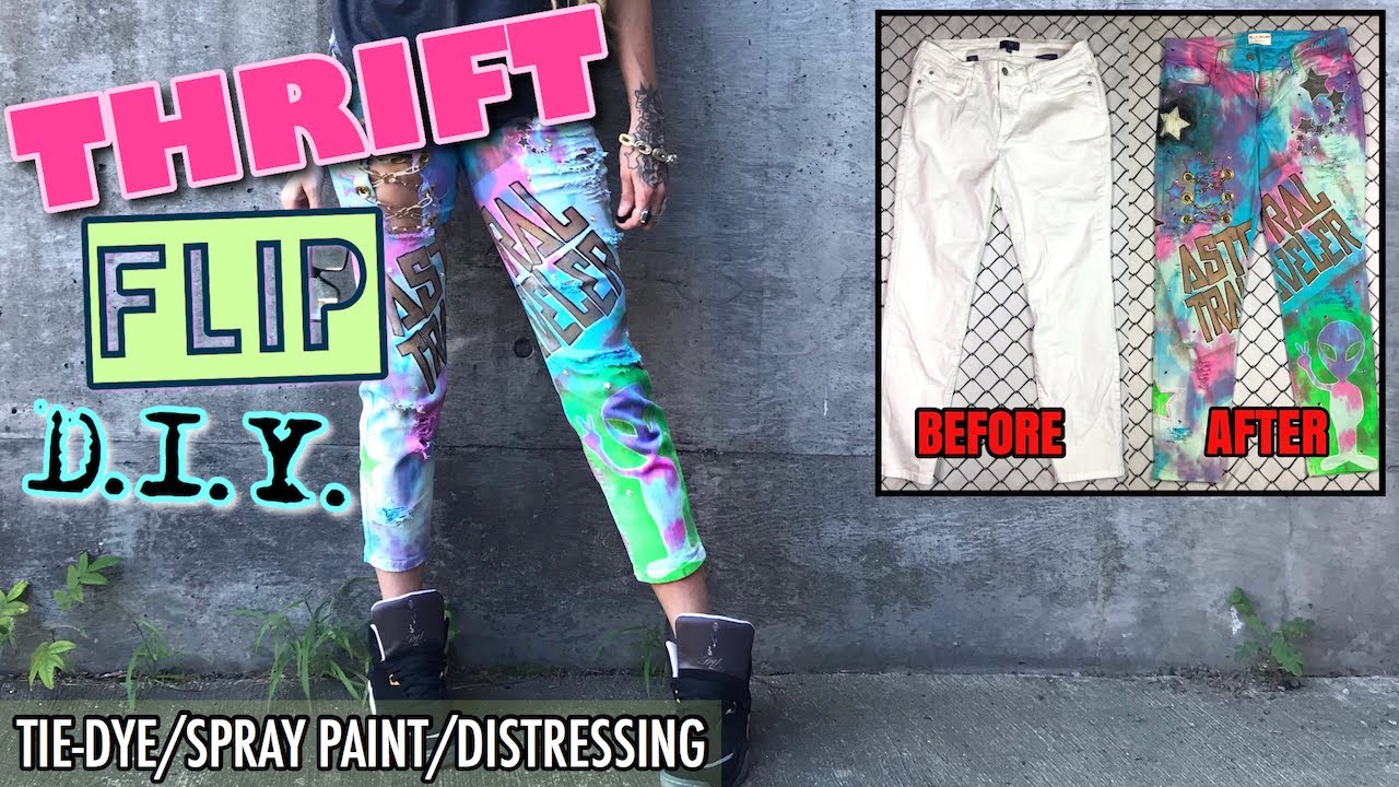 THRIFT FLIP | Denim Upcycle | Tie-Dye/Spray Paint/Distressing