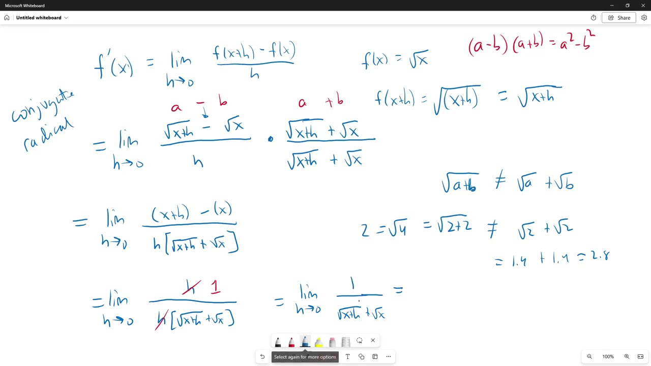 Derivative of sqrt x