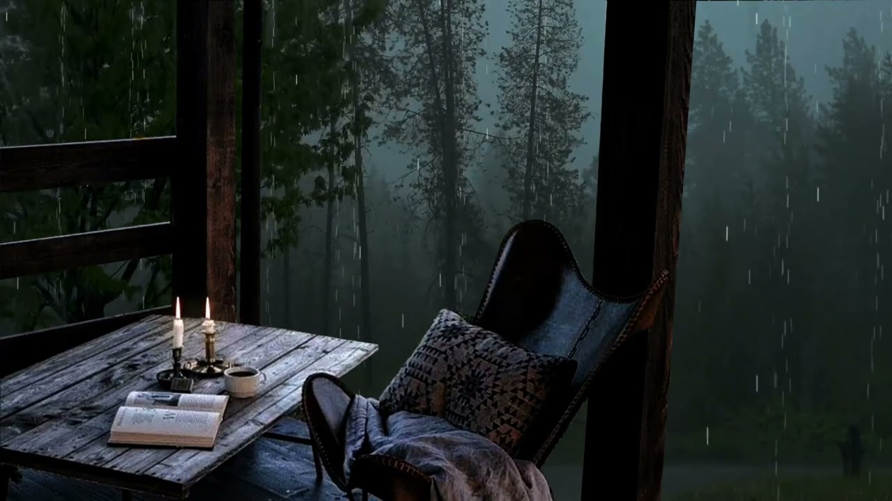 Dark Academia ASMR - Studying in an ancient library as rain's falling outside
