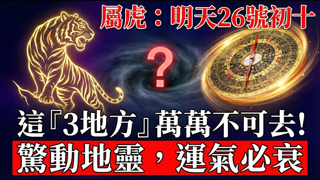 生肖虎注意！明天26號，大年初十是大地的生日『地日』，這『3個地方』萬萬不可去，小心驚動地靈，損了你整年的好運！#生肖虎2026運勢 #2026屬虎運勢 #大年初十 #地日禁忌 #風水 #財運 #屬虎