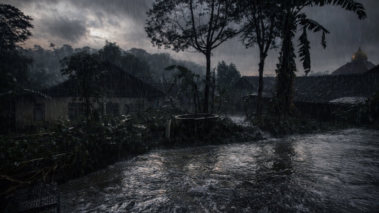 Tropical Rain in the Village | Deep Sleep Rain Sounds. Insomnia Help