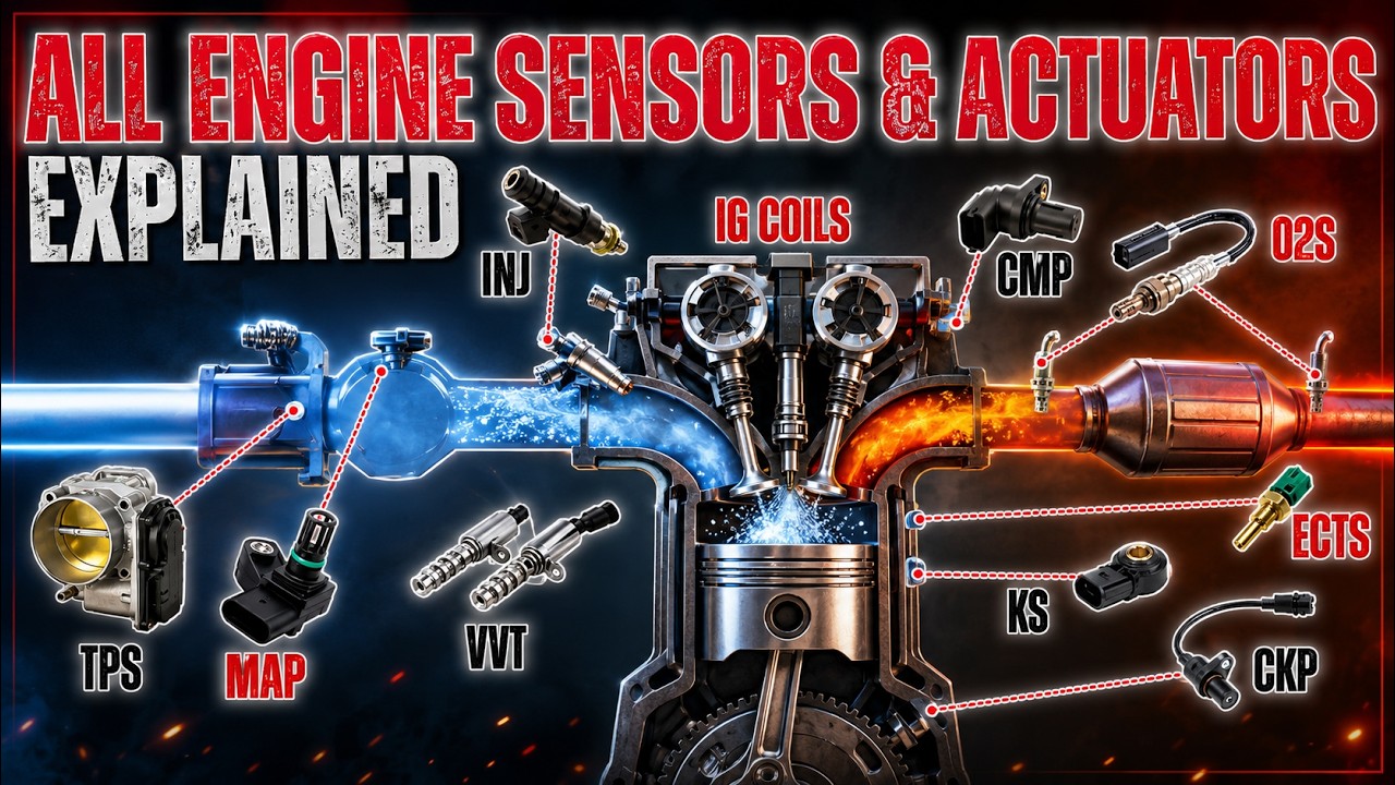 All Engine Sensors & Actuators Explained | MAP, TPS, APS, CMP, CKP, O2S | Diagram & Diagnostic