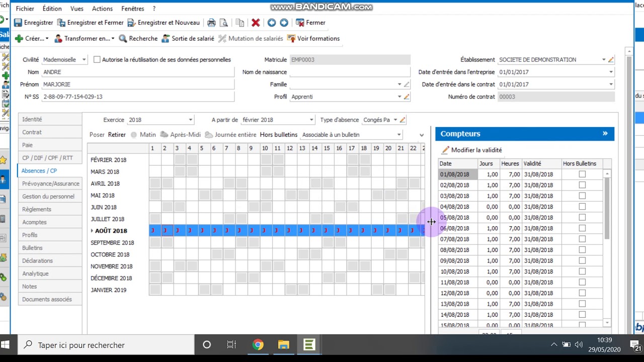EBP PAIE  SAISIE DES ABSENCES, DES CONGES PAYES, FORMATION