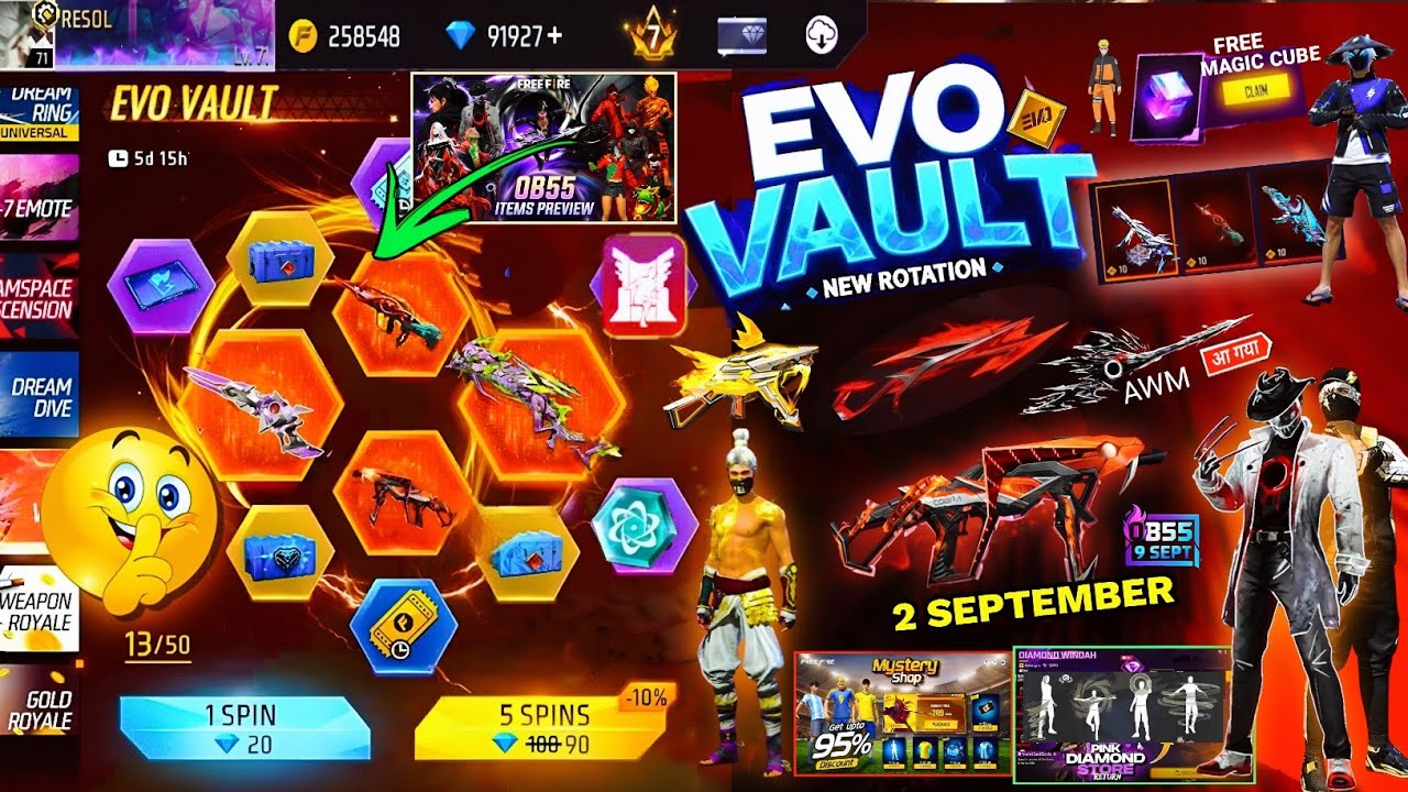 Next Evo Vault Event Free Fire🔥🤯2026 *100% CONFIRM*| 2 September Month Evo Vault Event M1014 Skin