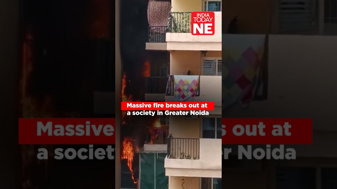 #WATCH: A massive fire breaks out at a flat in Greater Noida on April 26. #noida #fire #viral