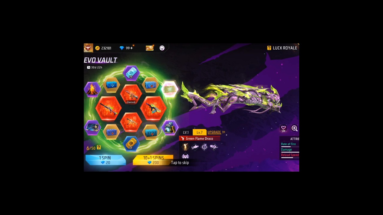 Free Fire New Evo Vault Event | M1014 Green Flame Draco