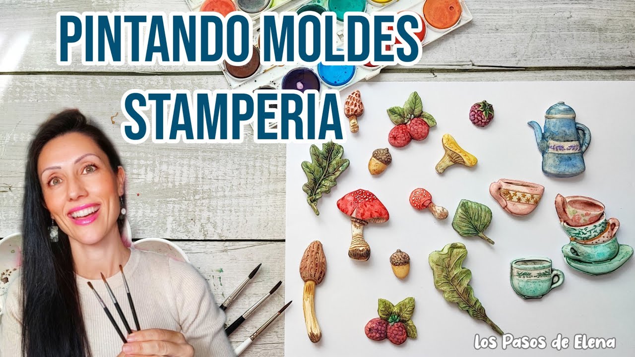 PINTANDO MOLDES STAMPERIA 🍄PAINTING STAMPERIA MOULDS🌿 #diy #stamperia #moulds #moldes #mixmedia