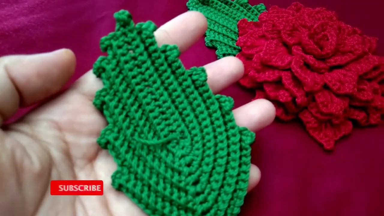 Cara Membuat Daun Rajut Ukuran Besar - Leaf Crochet