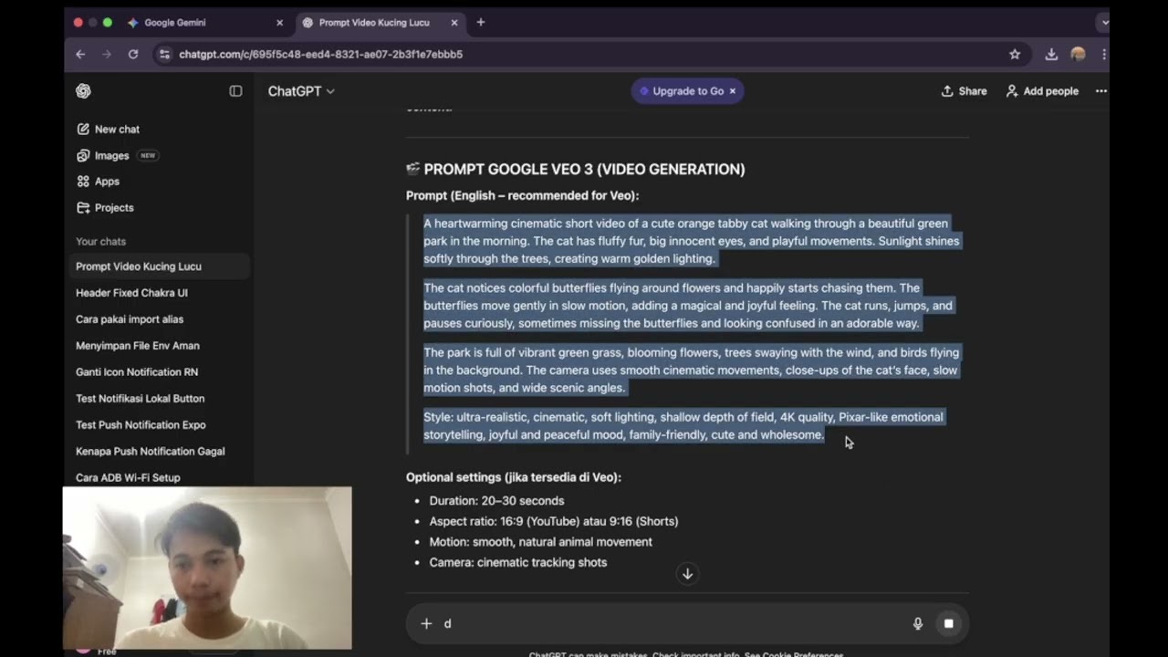 TUTORIAL GENERATE VIDEO MENGGUNAKAN GOOGLE VEO 3 DAN CHAT GPT COCOK BUAT NGONTEN