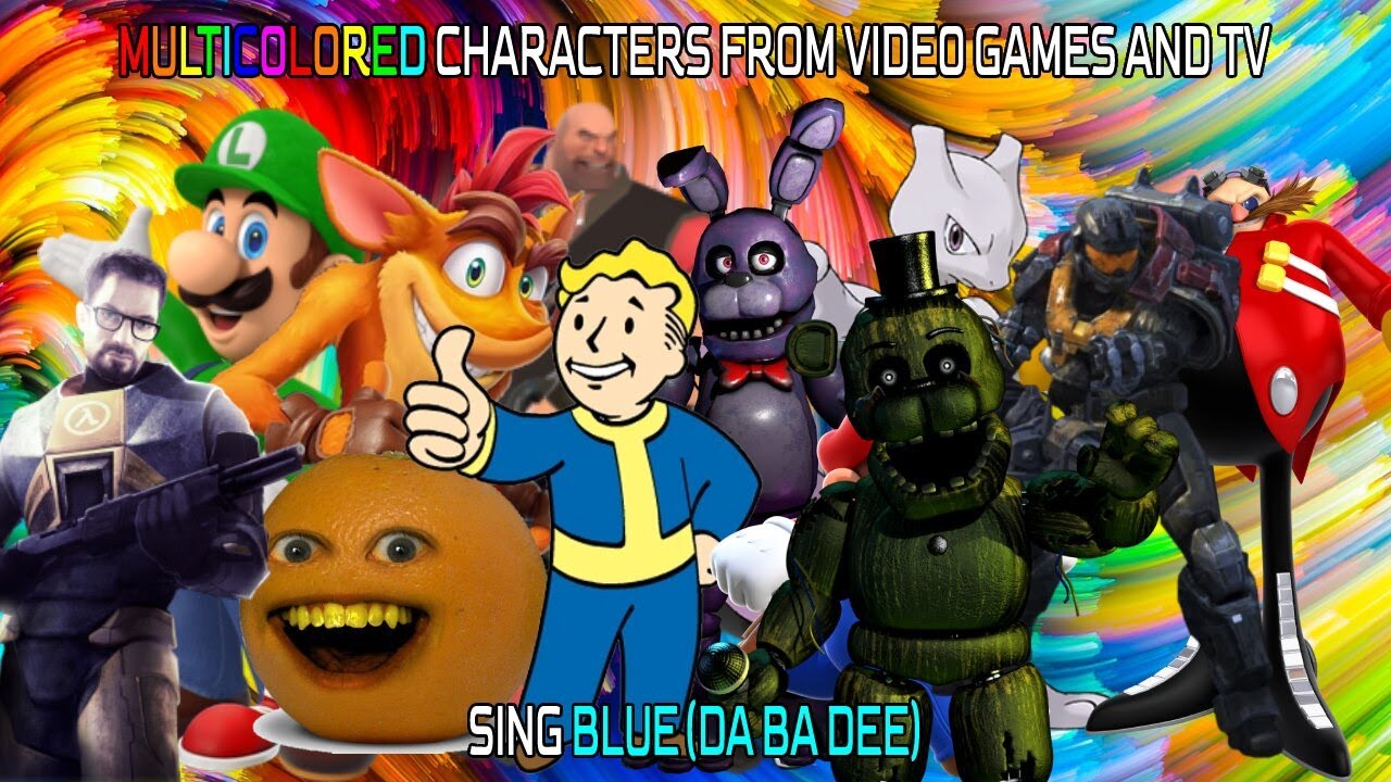 Multicolored Characters From Video Games and TV Sing Blue (Da Ba Dee)