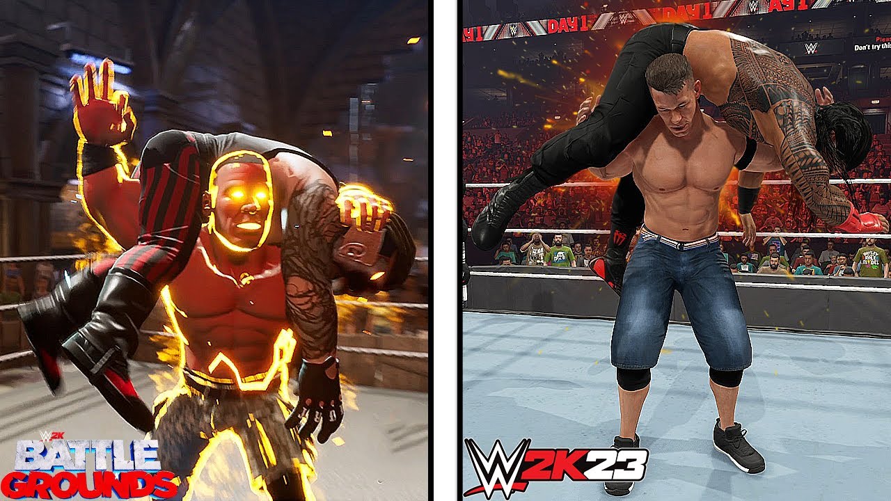 WWE Battlegrounds против WWE 2K23 (сравнение финишеров)