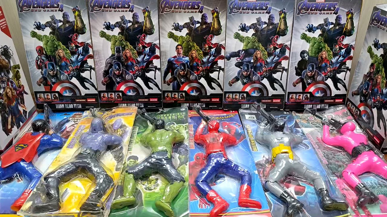 assemble superhero spiderman superman batman thanos squad game hulk toys unboxing video