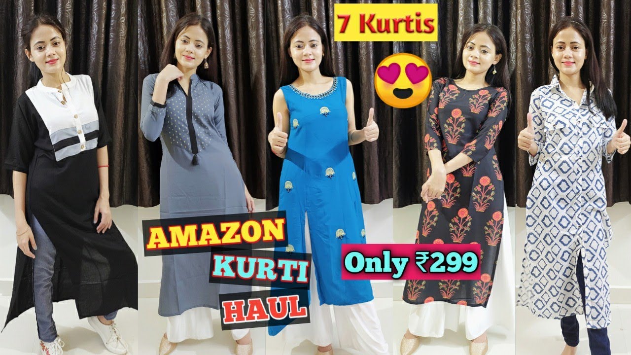 Amazon Kurti Haul Under ₹300 | 7 Kurtis | Latest Designer Kurtis For Office/college/Casual Wear