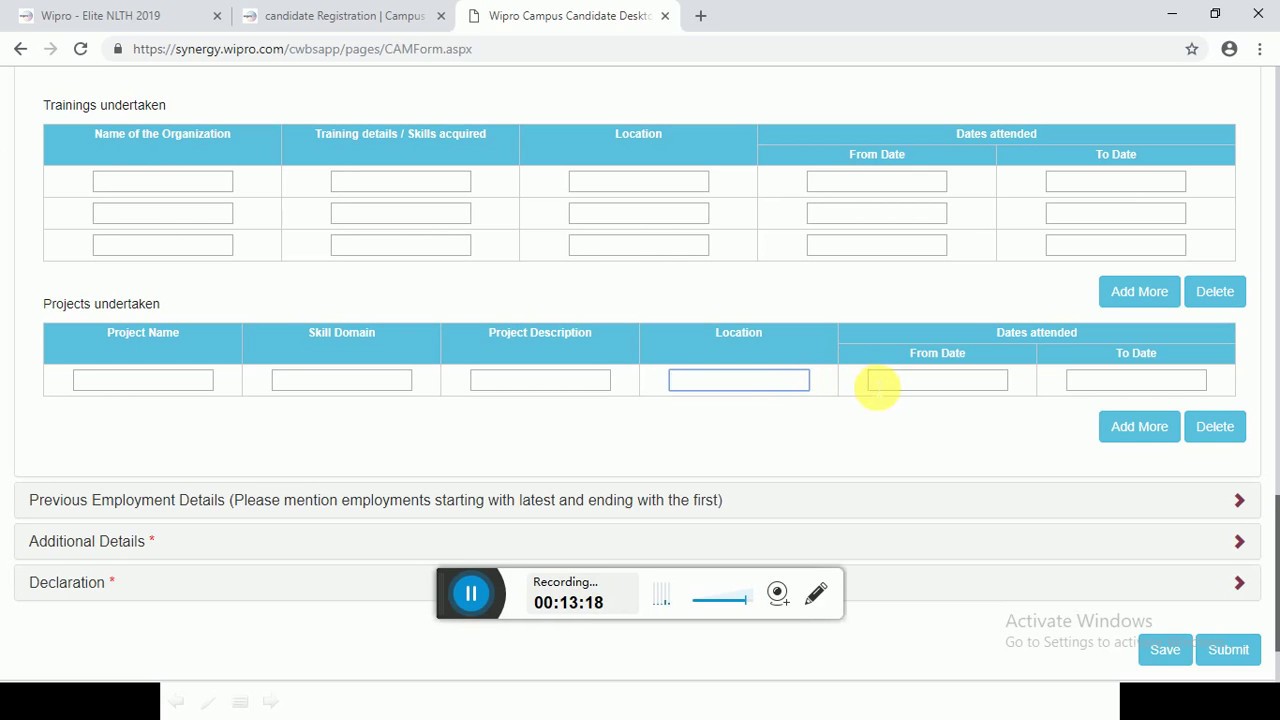 Wipro ELITE 2020 Step wise Registration Process